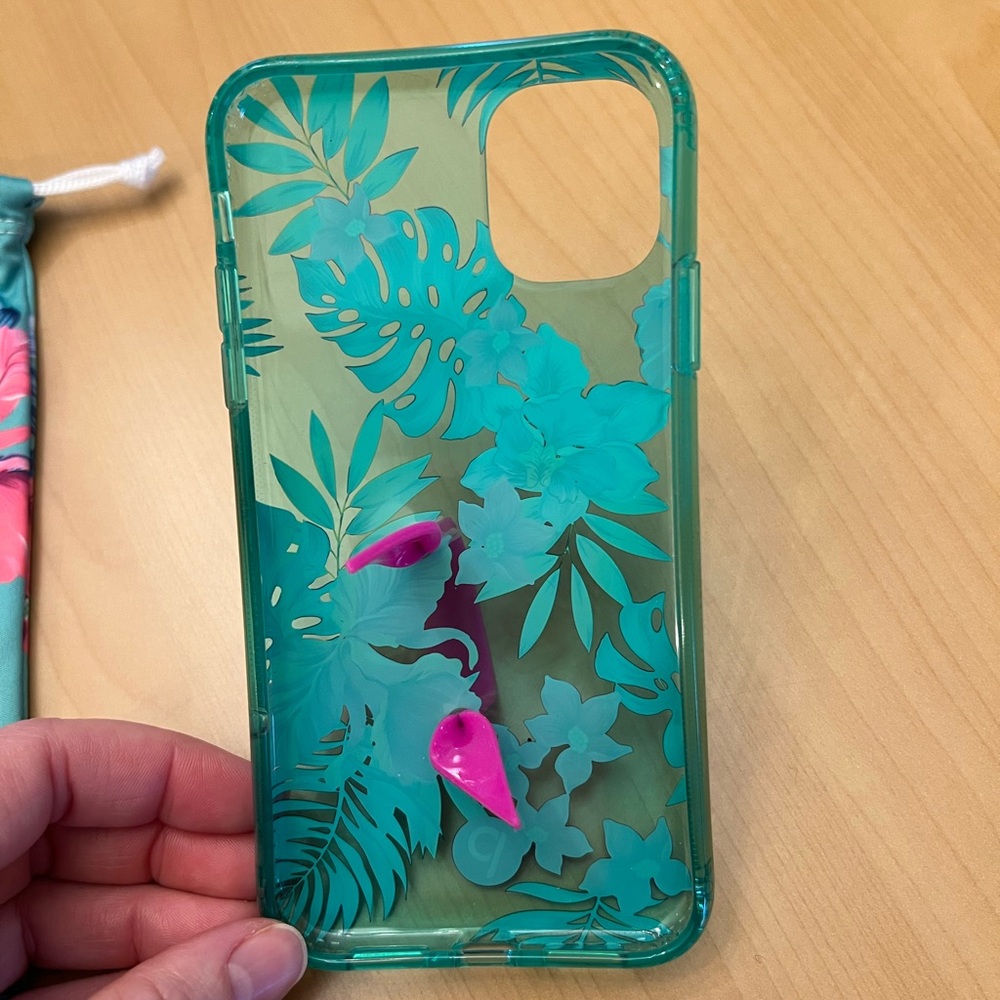 Loopy Cases i11/i10 Clear Sea Glass Floral 6.1 Lefty Phone Case with Storage Bag - Picture 3 of 7